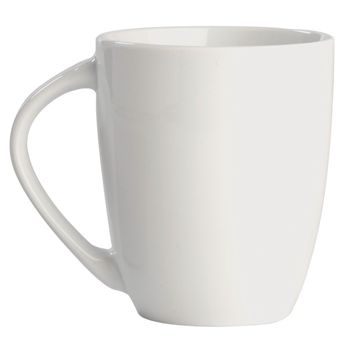 Taza de porcelana con gran asa triangular hecha en EU 270ml color blanco cuarta vista Taza de porcelana con gran asa triangular hecha en EU 270ml color blanco cuarta vista