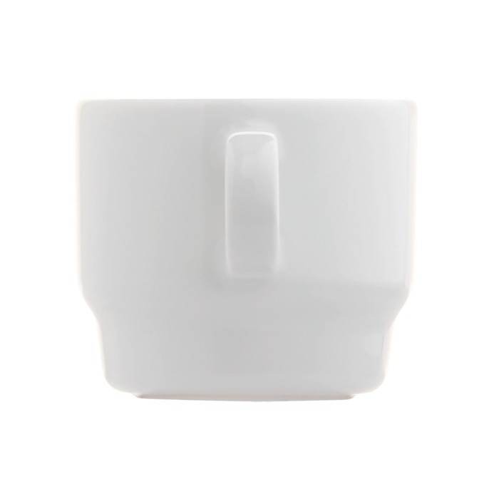 Taza de café apilable con plato rectangular hecho en EU 180ml color blanco quinta vista Taza de café apilable con plato rectangular hecho en EU 180ml color blanco quinta vista