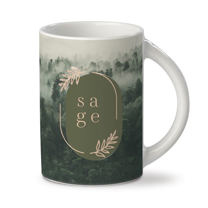 Taza de cerámica para sublimación con asa de medio circulo 300ml color blanco