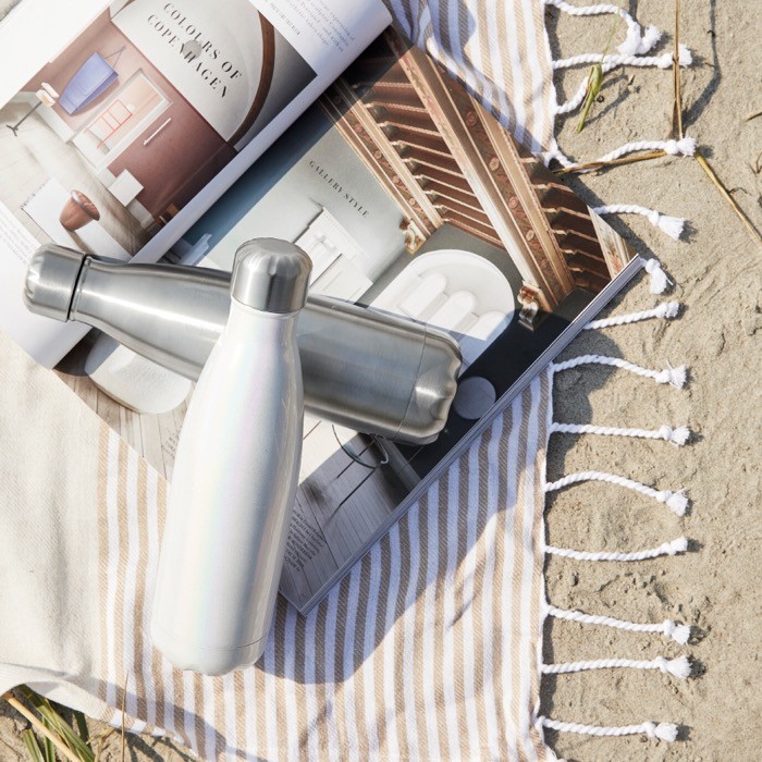 Botella de acero de doble pared con alta capacidad térmica 500ml color blanco tercera vista