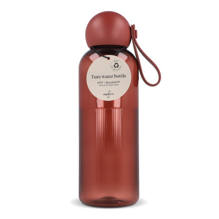 Botella de plástico monocromática con tapón redondo con asa 600ml color burdeos Botella de plástico monocromática con tapón redondo con asa 600ml color burdeos