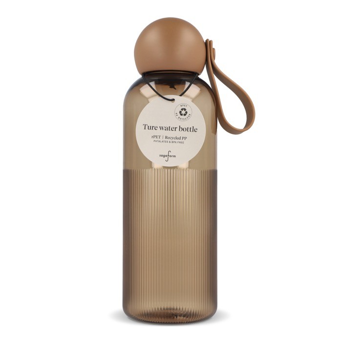 Botella de plástico monocromática con tapón redondo con asa 600ml color camel Botella de plástico monocromática con tapón redondo con asa 600ml color camel