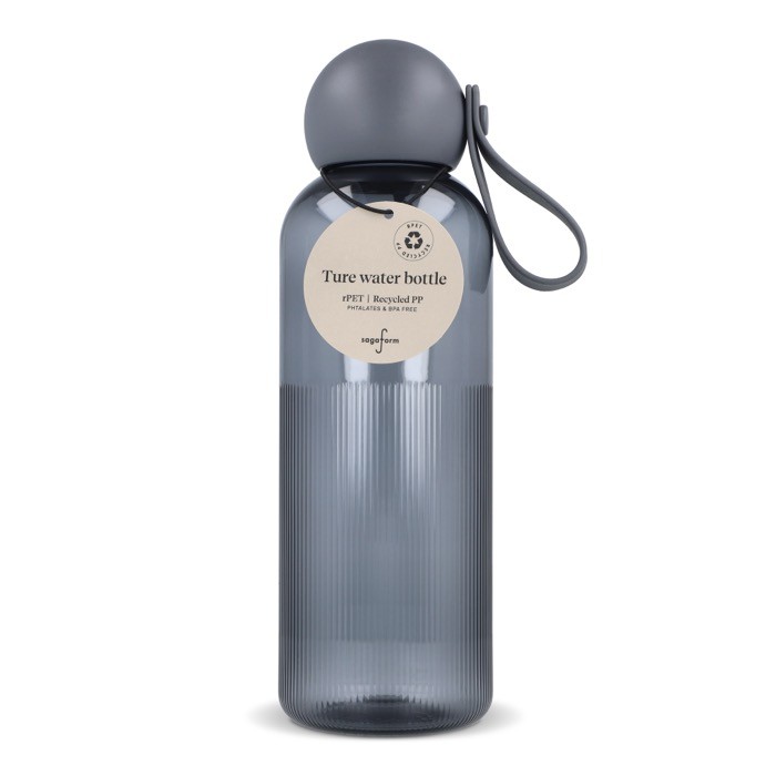 Botella de plástico monocromática con tapón redondo con asa 600ml color gris oscuro Botella de plástico monocromática con tapón redondo con asa 600ml color gris oscuro