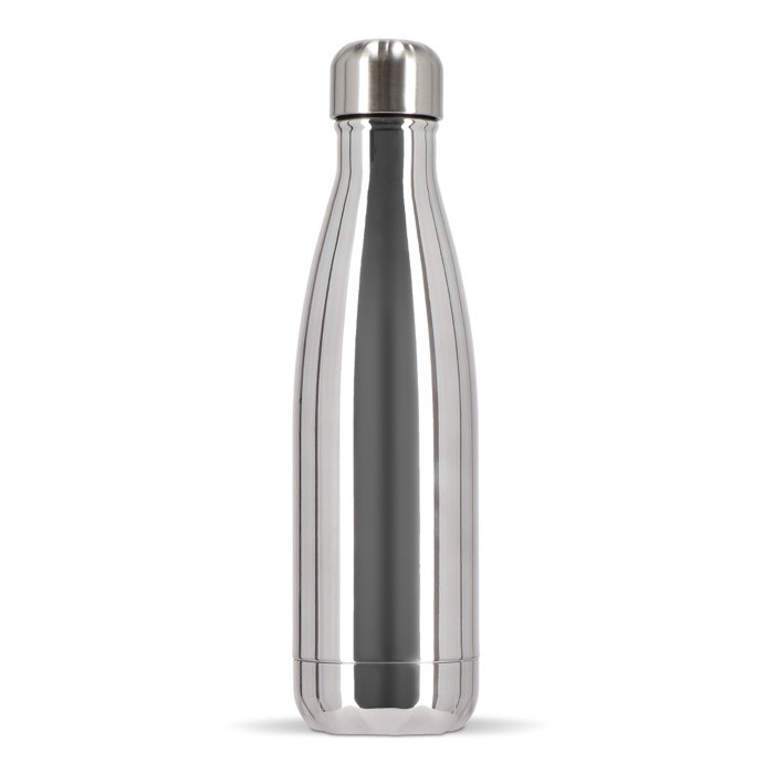 Botella térmica de acero reciclado con acabado brillante 500ml color plateado brillante Botella térmica de acero reciclado con acabado brillante 500ml color plateado brillante