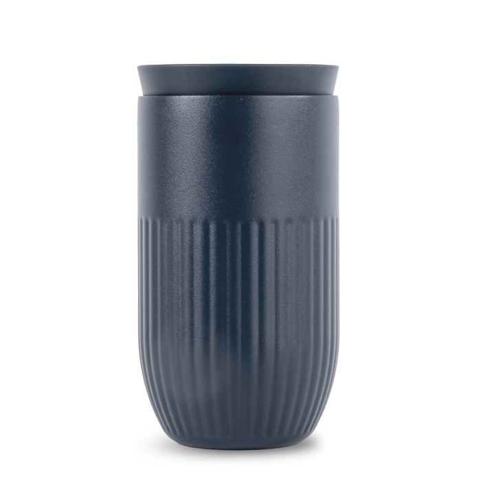 Vaso térmico de acero inoxidable con tapa de botón 320 ml color azul Vaso térmico de acero inoxidable con tapa de botón 320 ml color azul