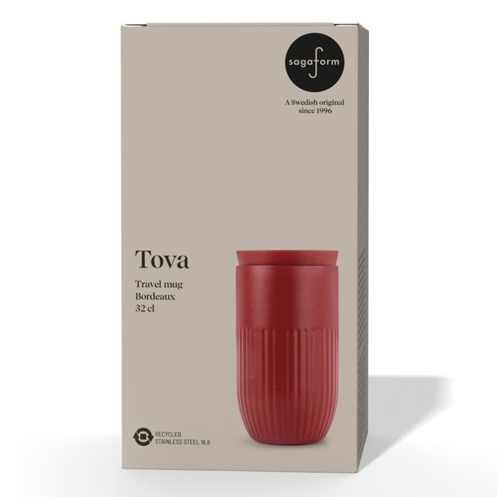 Vaso térmico de acero inoxidable con tapa de botón 320 ml color rojo oscuro segunda vista Vaso térmico de acero inoxidable con tapa de botón 320 ml color rojo oscuro segunda vista