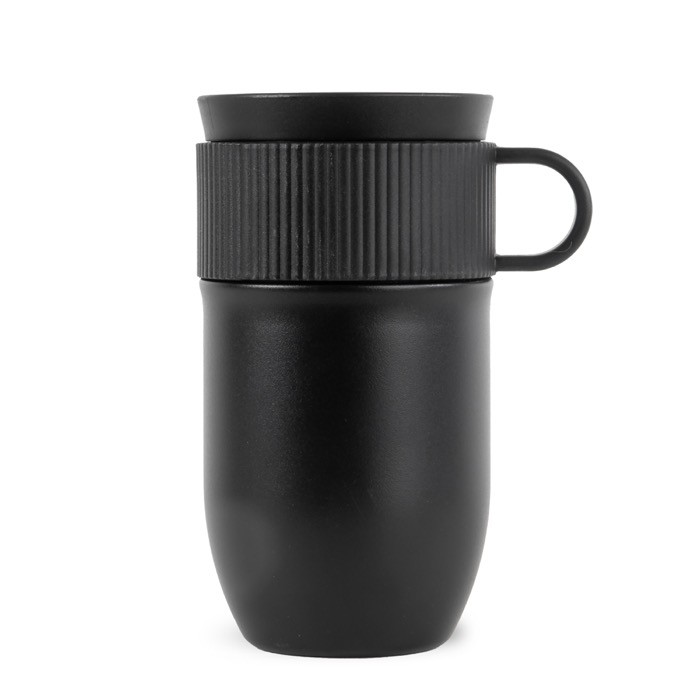 Taza térmica de acero inoxidable con pequeña asa 280ml color negro Taza térmica de acero inoxidable con pequeña asa 280ml color negro