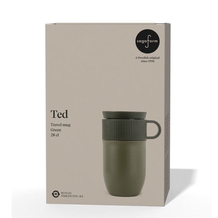 Taza térmica de acero inoxidable con pequeña asa 280ml color verde oliva segunda vista Taza térmica de acero inoxidable con pequeña asa 280ml color verde oliva segunda vista