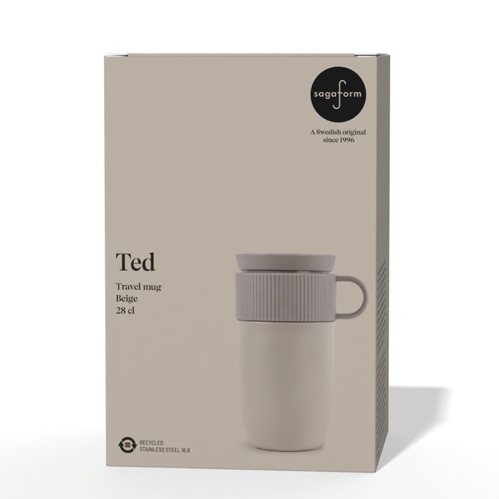 Taza térmica de acero inoxidable con pequeña asa 280ml color beige segunda vista Taza térmica de acero inoxidable con pequeña asa 280ml color beige segunda vista