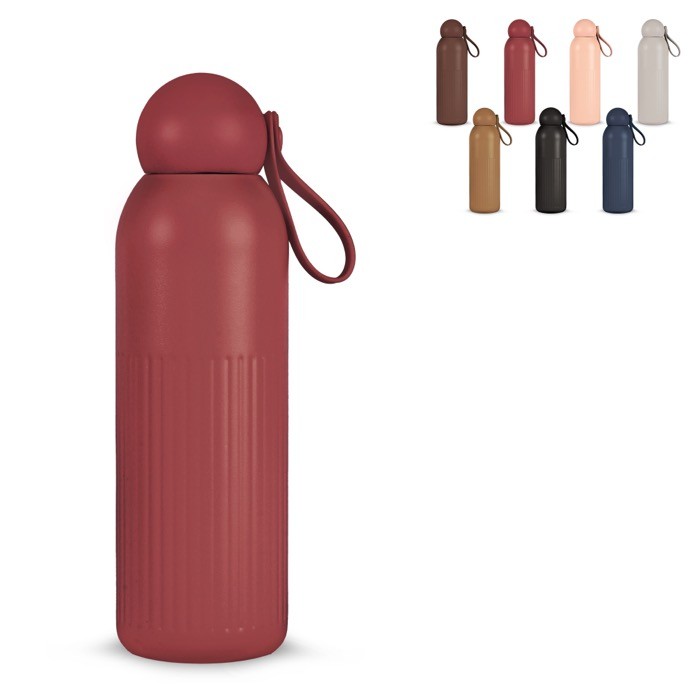 Botella térmica de acero monocromática con tapón redondo con asa 500ml Botella térmica de acero monocromática con tapón redondo con asa 500ml
