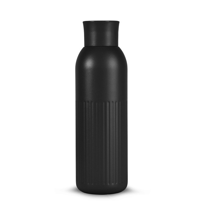 Botella térmica de acero reciclado con un tapón de presión 500ml color negro Botella térmica de acero reciclado con un tapón de presión 500ml color negro