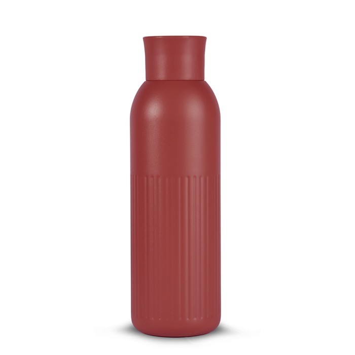 Botella térmica de acero reciclado con un tapón de presión 500ml color rojo oscuro Botella térmica de acero reciclado con un tapón de presión 500ml color rojo oscuro