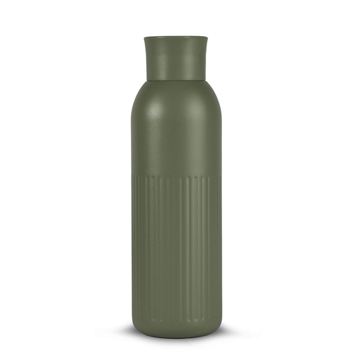 Botella térmica de acero reciclado con un tapón de presión 500ml color verde oliva Botella térmica de acero reciclado con un tapón de presión 500ml color verde oliva