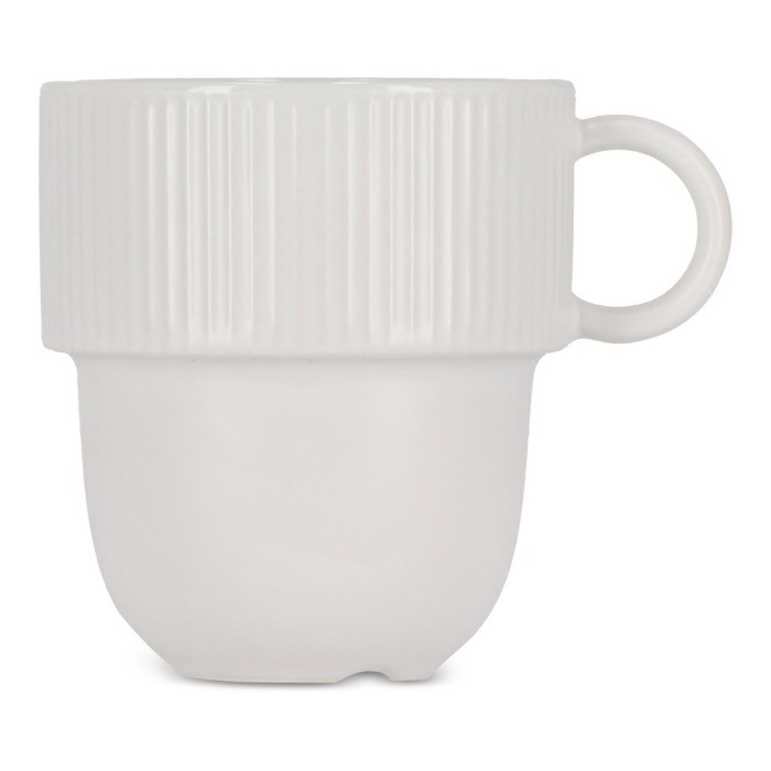 Taza apliable de porcelana con pequeña asa superior 270ml color blanco segunda vista Taza apliable de porcelana con pequeña asa superior 270ml color blanco segunda vista