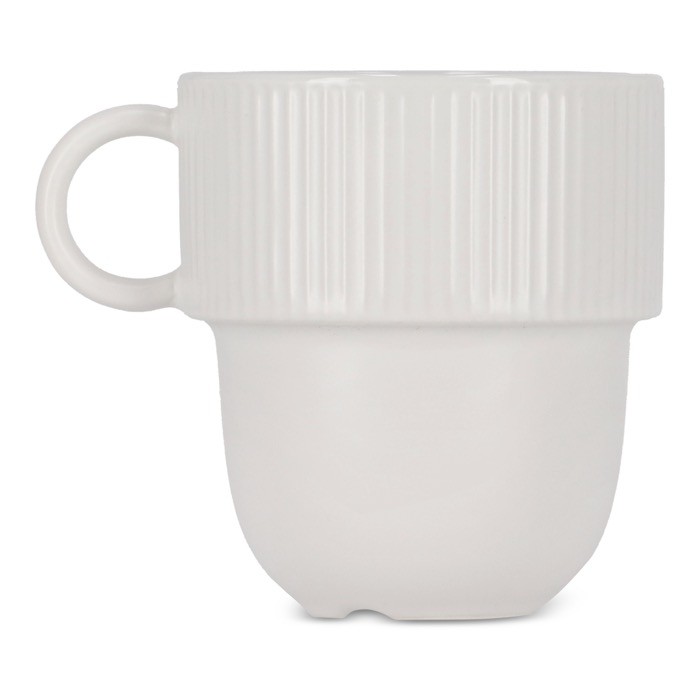 Taza apliable de porcelana con pequeña asa superior 270ml color blanco tercera vista Taza apliable de porcelana con pequeña asa superior 270ml color blanco tercera vista