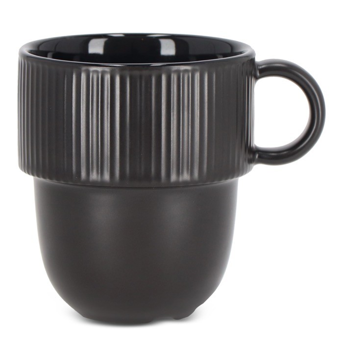 Taza apliable de porcelana con pequeña asa superior 270ml color negro Taza apliable de porcelana con pequeña asa superior 270ml color negro
