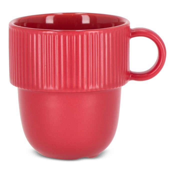 Taza apliable de porcelana con pequeña asa superior 270ml color rojo Taza apliable de porcelana con pequeña asa superior 270ml color rojo