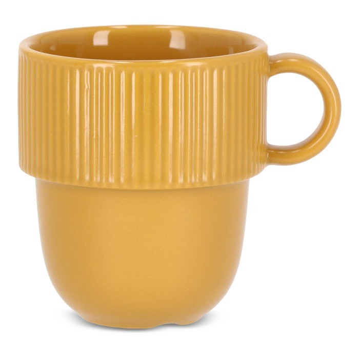 Taza apliable de porcelana con pequeña asa superior 270ml color amarillo Taza apliable de porcelana con pequeña asa superior 270ml color amarillo