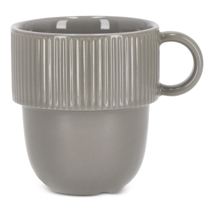Taza apliable de porcelana con pequeña asa superior 270ml color gris Taza apliable de porcelana con pequeña asa superior 270ml color gris
