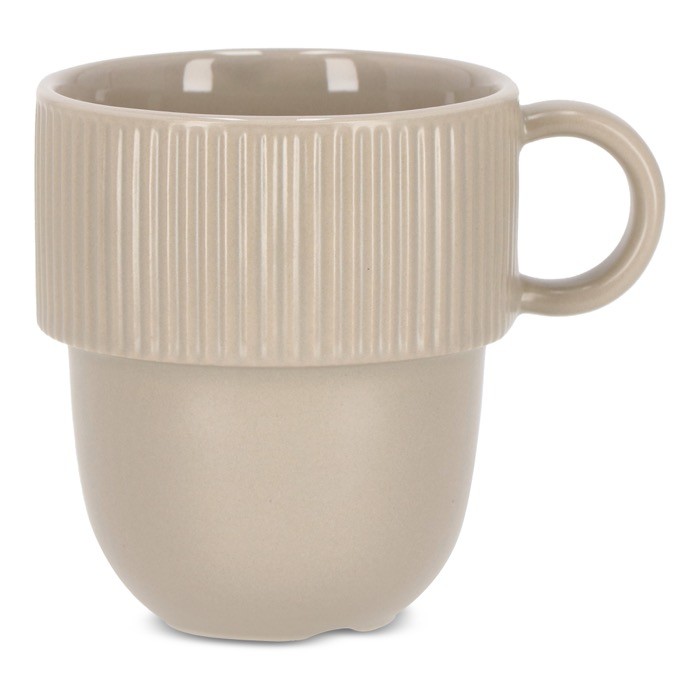 Taza apliable de porcelana con pequeña asa superior 270ml color gris claro Taza apliable de porcelana con pequeña asa superior 270ml color gris claro