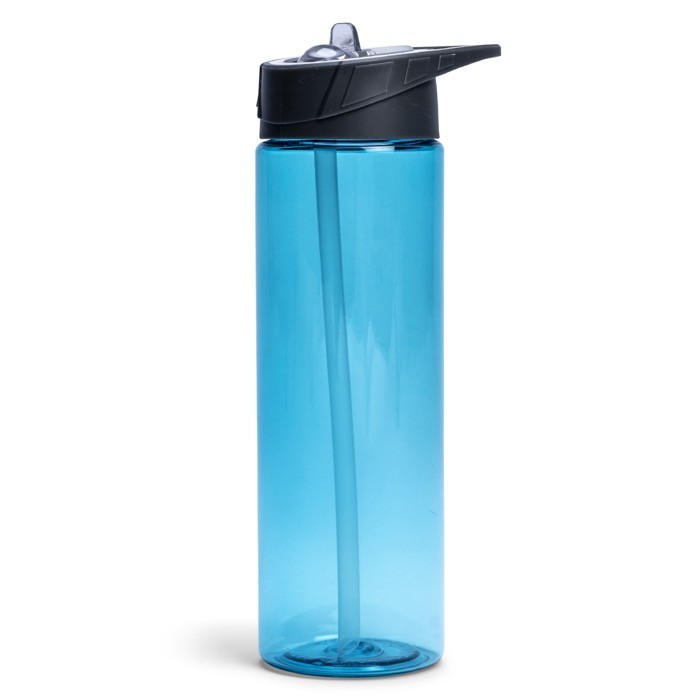 Botella de plástico libre de BPA con pajita incluida 700ml color azul claro Botella de plástico libre de BPA con pajita incluida 700ml color azul claro