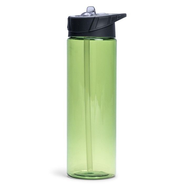Botella de plástico libre de BPA con pajita incluida 700ml color verde transparente Botella de plástico libre de BPA con pajita incluida 700ml color verde transparente