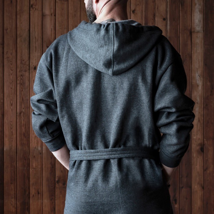 Albornoz de algodón y poliéster con capucha ajustable talla S/M color azul sexta vista