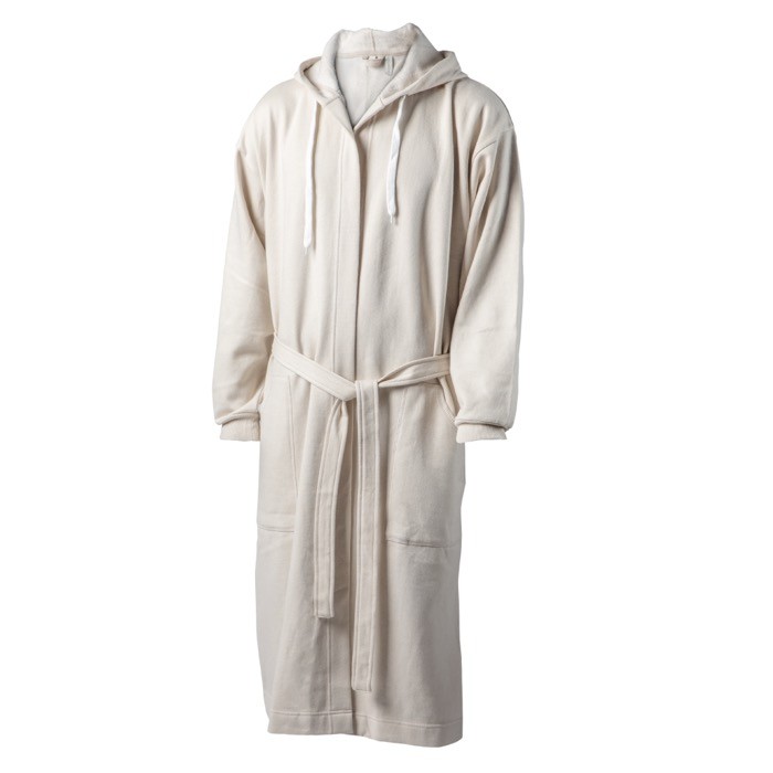 Albornoz de algodón y poliéster con capucha ajustable talla S/M color beige