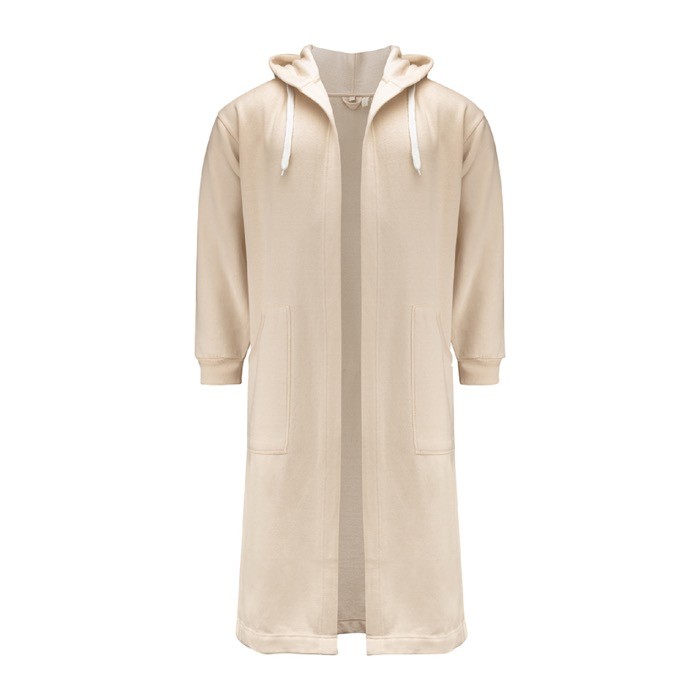 Albornoz de algodón y poliéster con capucha ajustable talla S/M color beige segunda vista