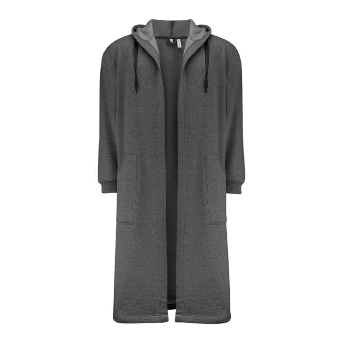 Albornoz de algodón y poliéster con capucha ajustable talla S/M color gris oscuro segunda vista