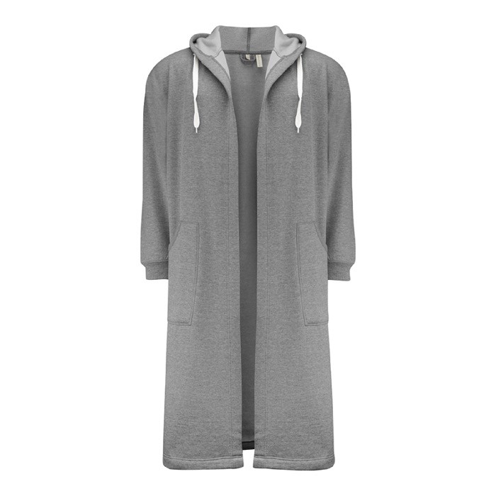 Albornoz de algodón y poliéster con capucha ajustable talla S/M color gris segunda vista