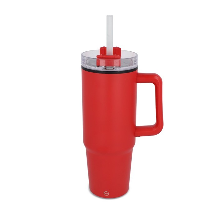 Vaso de acero inoxidable compatible con portavasos 800ml color rojo