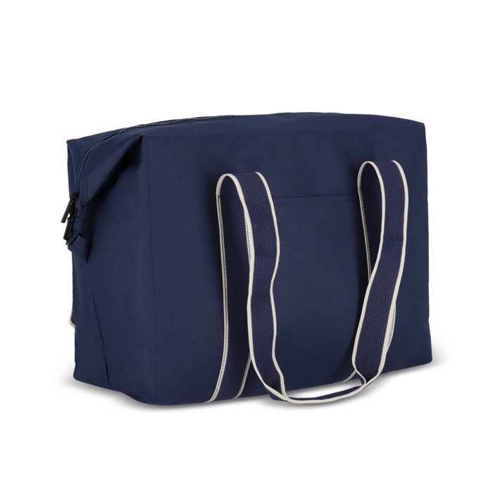 Bolsa térmica de RPET de un compartimiento con aislamiento de aluminio color azul oscuro cuarta vista