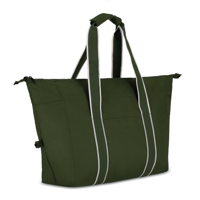 Bolsa térmica de RPET de un compartimiento con aislamiento de aluminio color verde oliva tercera vista