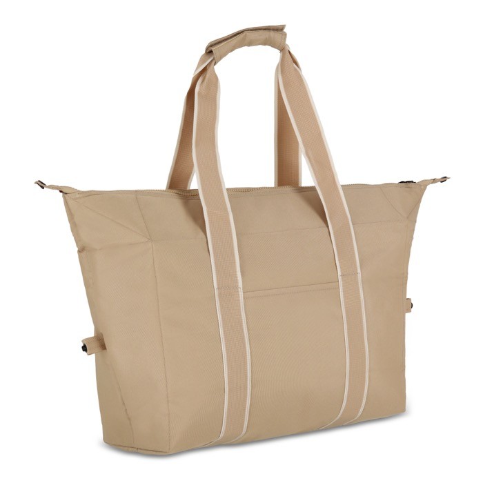 Bolsa térmica de RPET de un compartimiento con aislamiento de aluminio color beige tercera vista