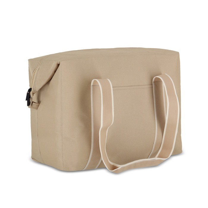 Bolsa térmica de RPET de un compartimiento con aislamiento de aluminio color beige cuarta vista