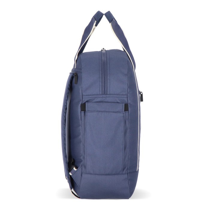 Mochila de RPET para portátil con funcionalidad de bolsa 15.6'' color azul oscuro tercera vista Mochila de RPET para portátil con funcionalidad de bolsa 15.6'' color azul oscuro tercera vista