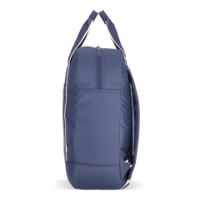 Mochila de RPET para portátil con funcionalidad de bolsa 15.6'' color azul oscuro cuarta vista Mochila de RPET para portátil con funcionalidad de bolsa 15.6'' color azul oscuro cuarta vista