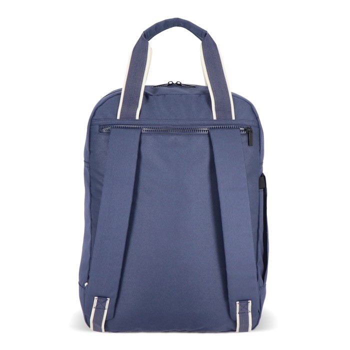 Mochila de RPET para portátil con funcionalidad de bolsa 15.6'' color azul oscuro quinta vista Mochila de RPET para portátil con funcionalidad de bolsa 15.6'' color azul oscuro quinta vista