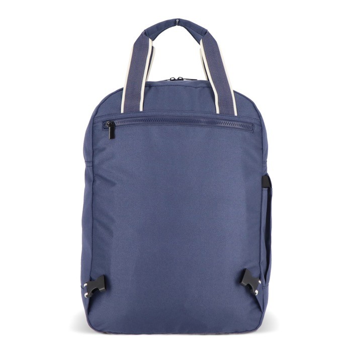 Mochila de RPET para portátil con funcionalidad de bolsa 15.6'' color azul oscuro sexta vista Mochila de RPET para portátil con funcionalidad de bolsa 15.6'' color azul oscuro sexta vista