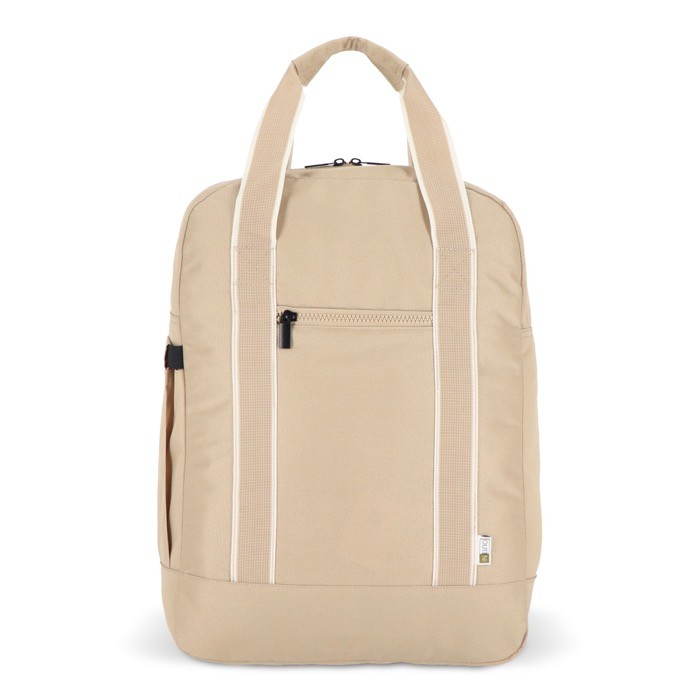 Mochila de RPET para portátil con funcionalidad de bolsa 15.6'' color beige Mochila de RPET para portátil con funcionalidad de bolsa 15.6'' color beige