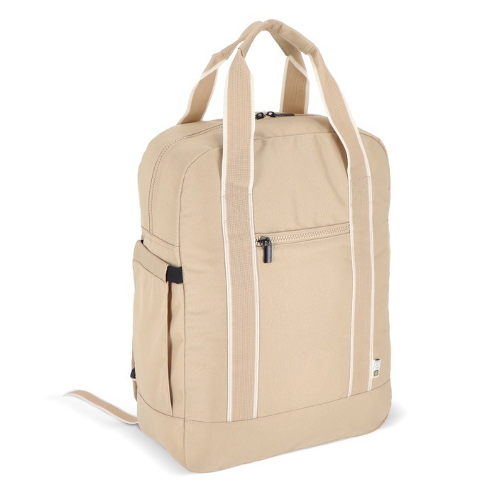 Mochila de RPET para portátil con funcionalidad de bolsa 15.6'' color beige segunda vista Mochila de RPET para portátil con funcionalidad de bolsa 15.6'' color beige segunda vista