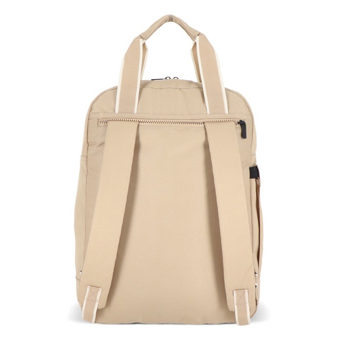 Mochila de RPET para portátil con funcionalidad de bolsa 15.6'' color beige quinta vista Mochila de RPET para portátil con funcionalidad de bolsa 15.6'' color beige quinta vista