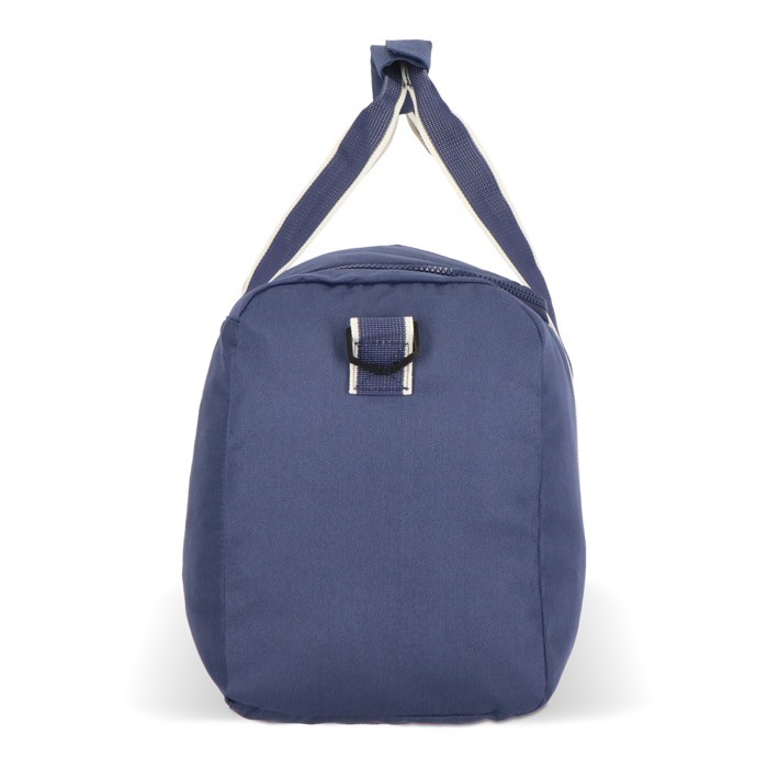 Bolsa de RPET para viaje o deporte con amplia apertura superior color azul oscuro tercera vista Bolsa de RPET para viaje o deporte con amplia apertura superior color azul oscuro tercera vista