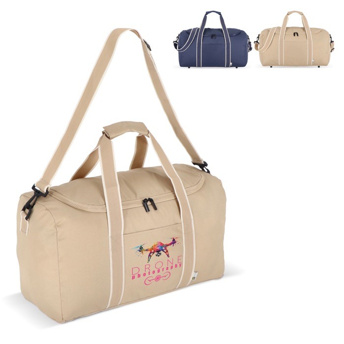 Bolsa de RPET para viaje o deporte con amplia apertura superior Bolsa de RPET para viaje o deporte con amplia apertura superior