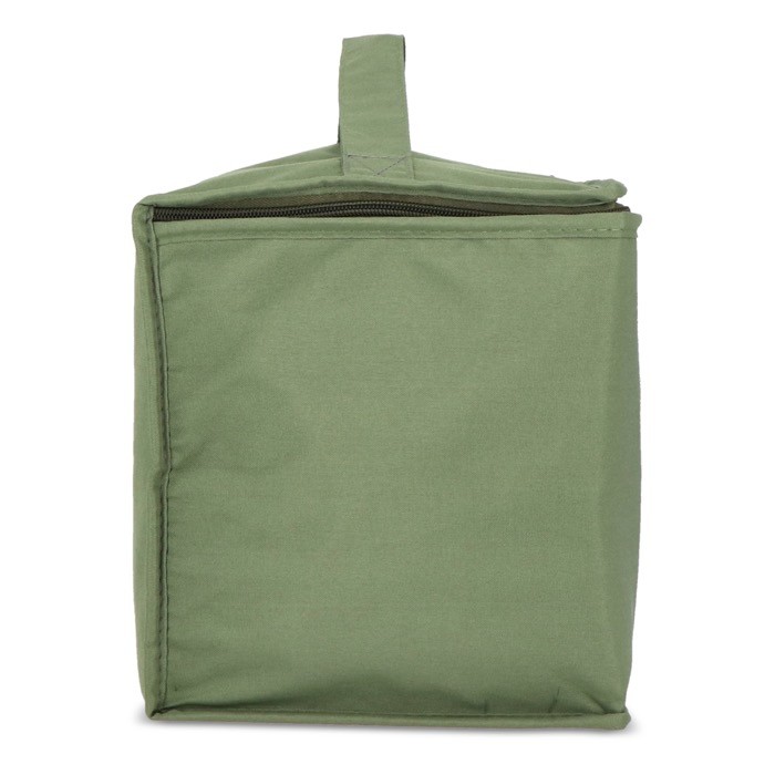 Cesta de picnic con tapa de madera y bolsa nevera en el interior color verde oliva