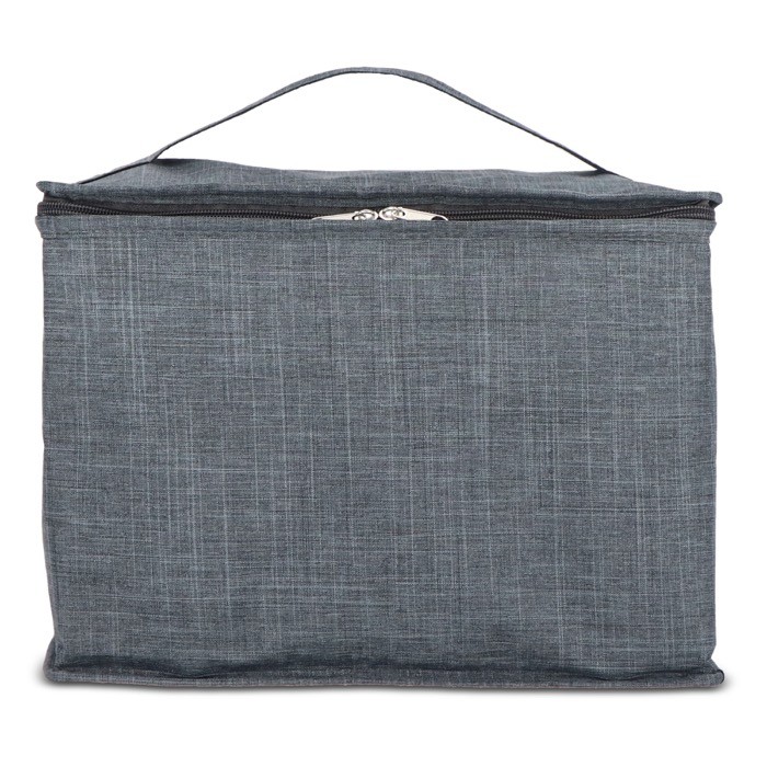 Cesta de picnic con tapa de madera y bolsa nevera en el interior color gris oscuro octava vista