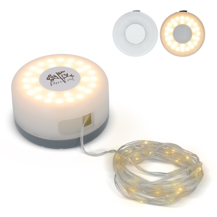 Tira de 8 metros de luces LED enrollables con batería recargable Tira de 8 metros de luces LED enrollables con batería recargable