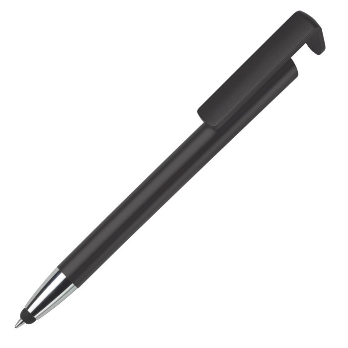 Bolígrafo de plástico con puntero y soporte para móvil de tinta azul color negro Bolígrafo de plástico con puntero y soporte para móvil de tinta azul color negro