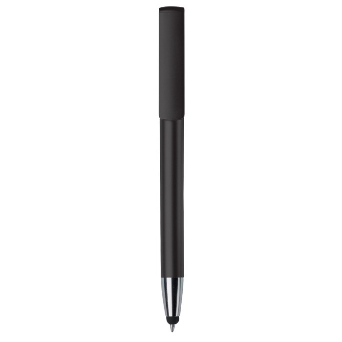 Bolígrafo de plástico con puntero y soporte para móvil de tinta azul color negro segunda vista Bolígrafo de plástico con puntero y soporte para móvil de tinta azul color negro segunda vista